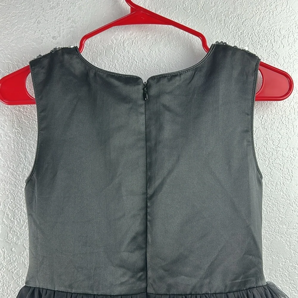 Sunny Fashion Big Girls Hi-Low Shiny Sparkling Sequins Silver Black Dress 14